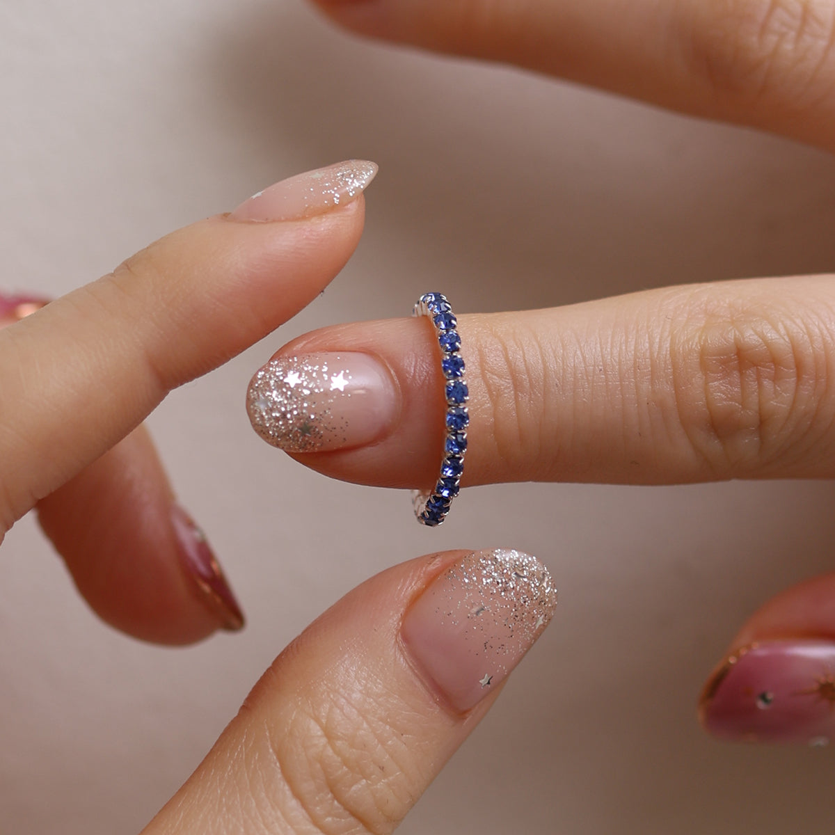 Stretchable tennis chain ring-17
