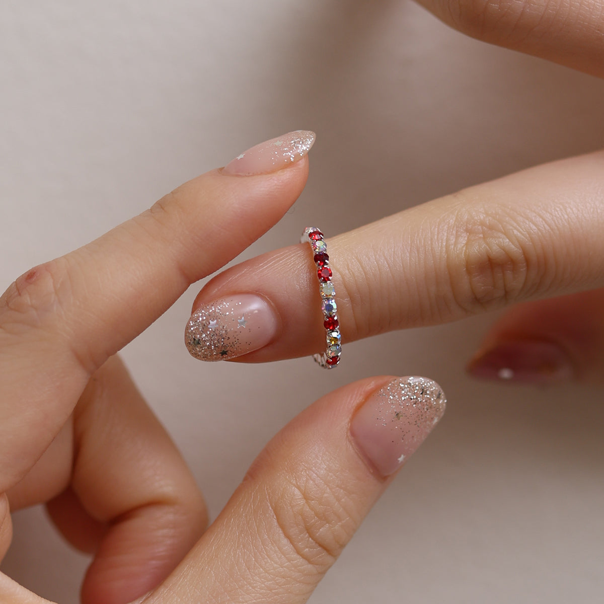 Stretchable tennis chain ring-23