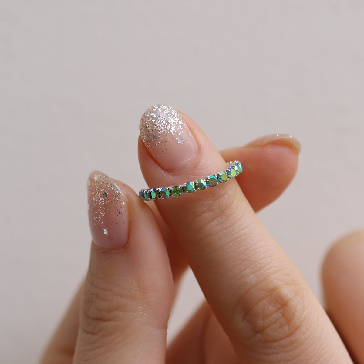 Stretchable tennis chain ring-25