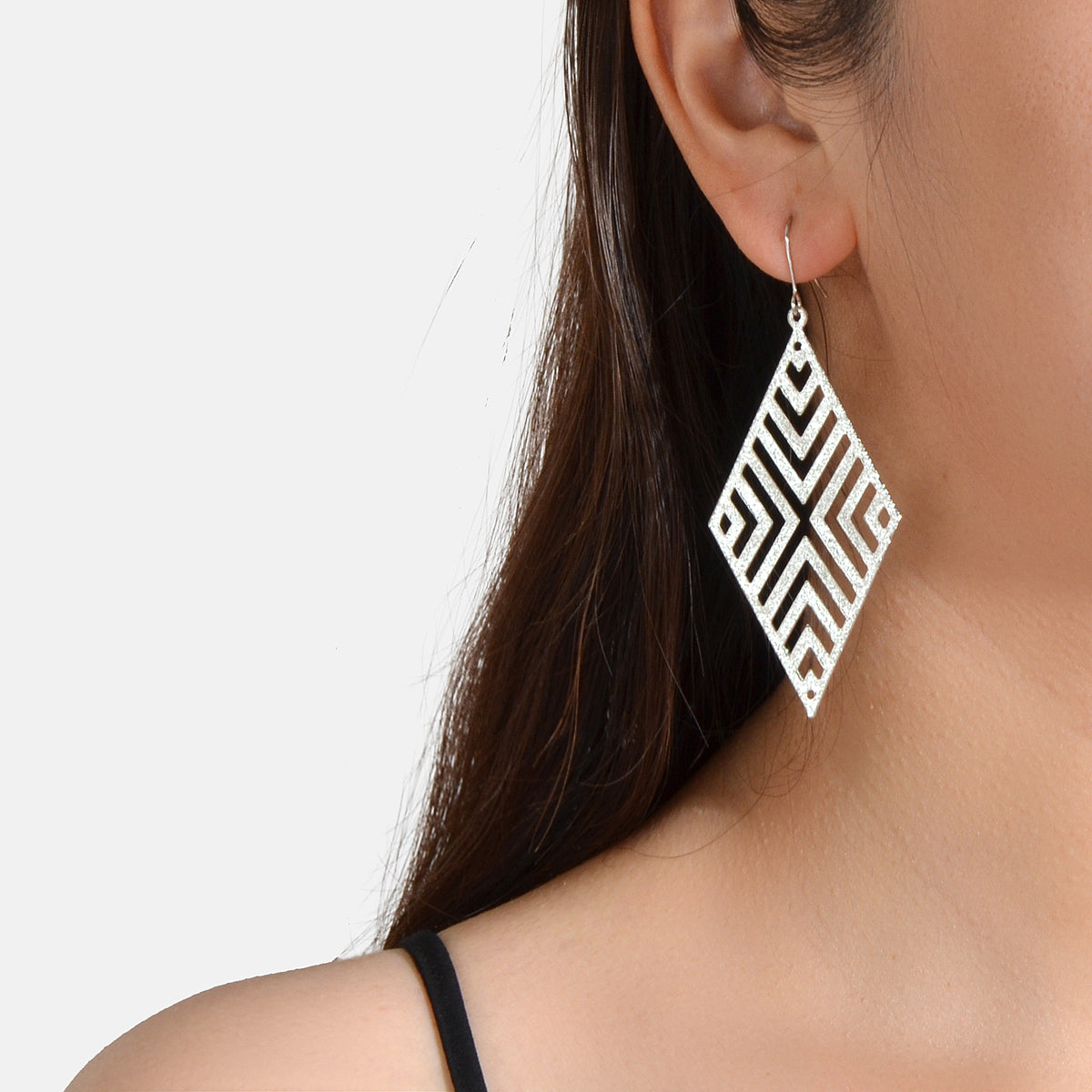 Hollow out Geometric Rhombus Drop Earrings Chic Ear Hook Boutique Jewellery-4
