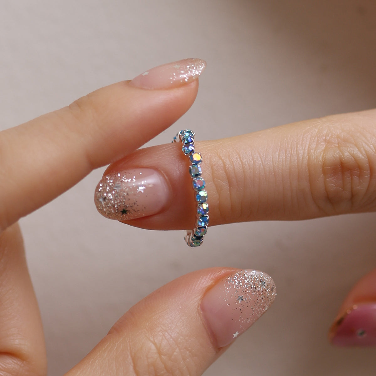 Stretchable tennis chain ring-28