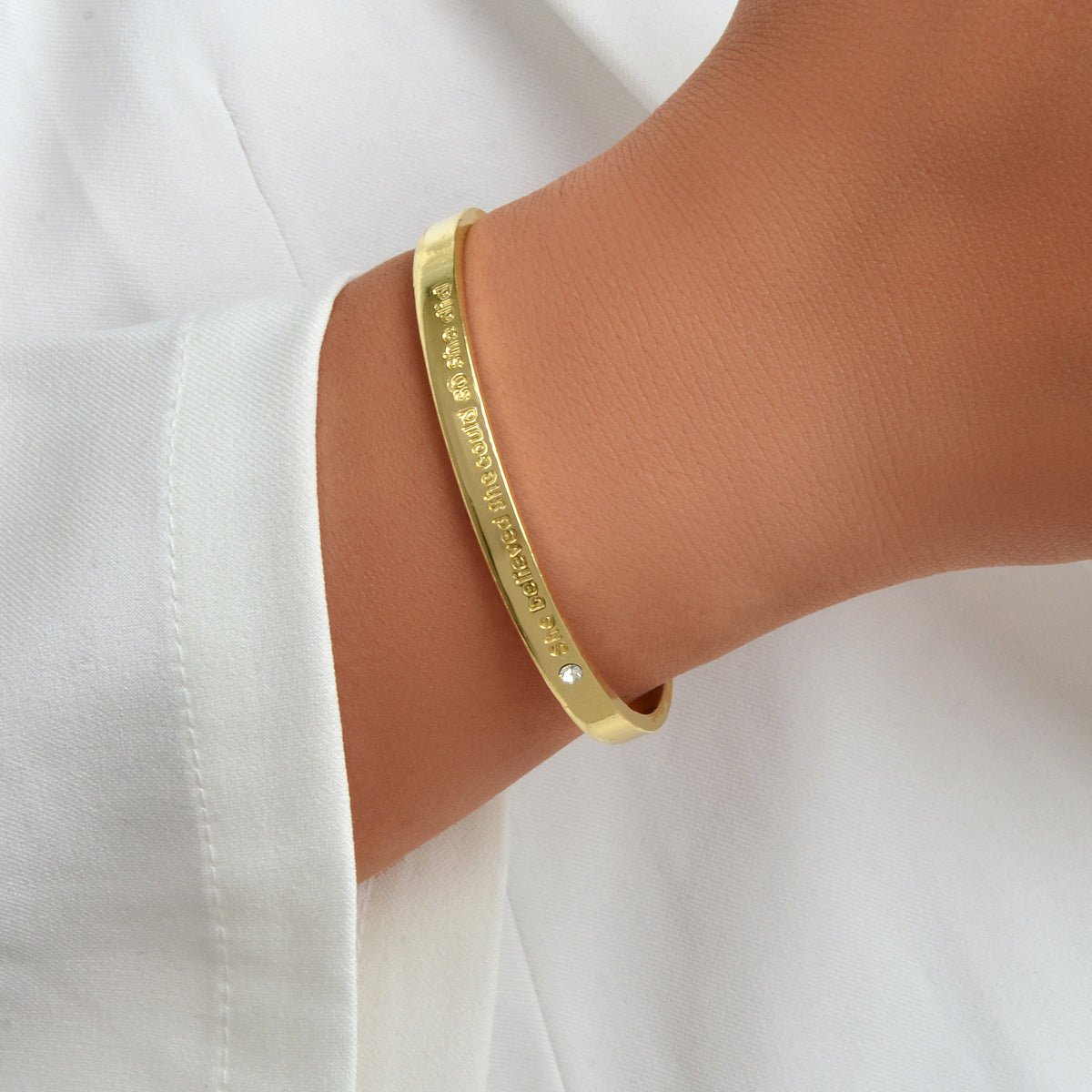 Believed Letter Decoration Gold Silver Plated Open Cuff Bangle Wrist Jewellery-3