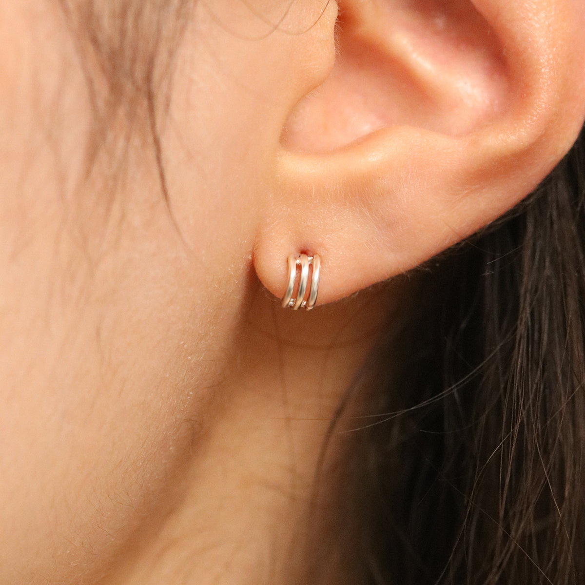 Triple Line Semi-Hoop Earrings-1