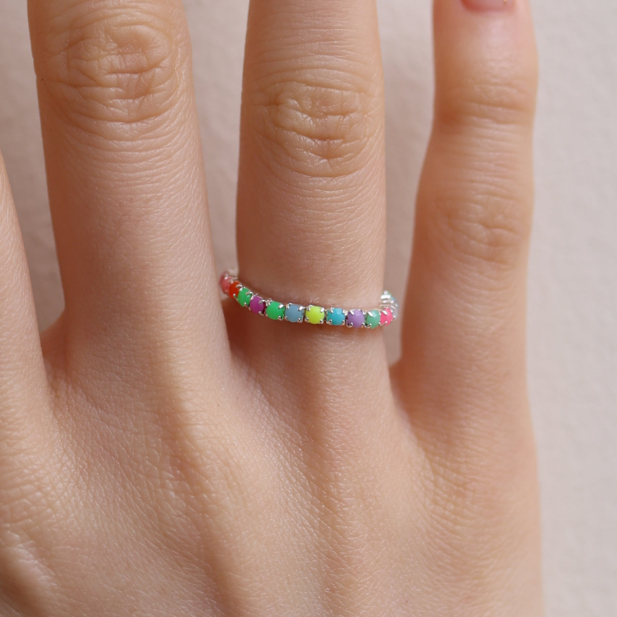 Stretchable tennis chain ring-32