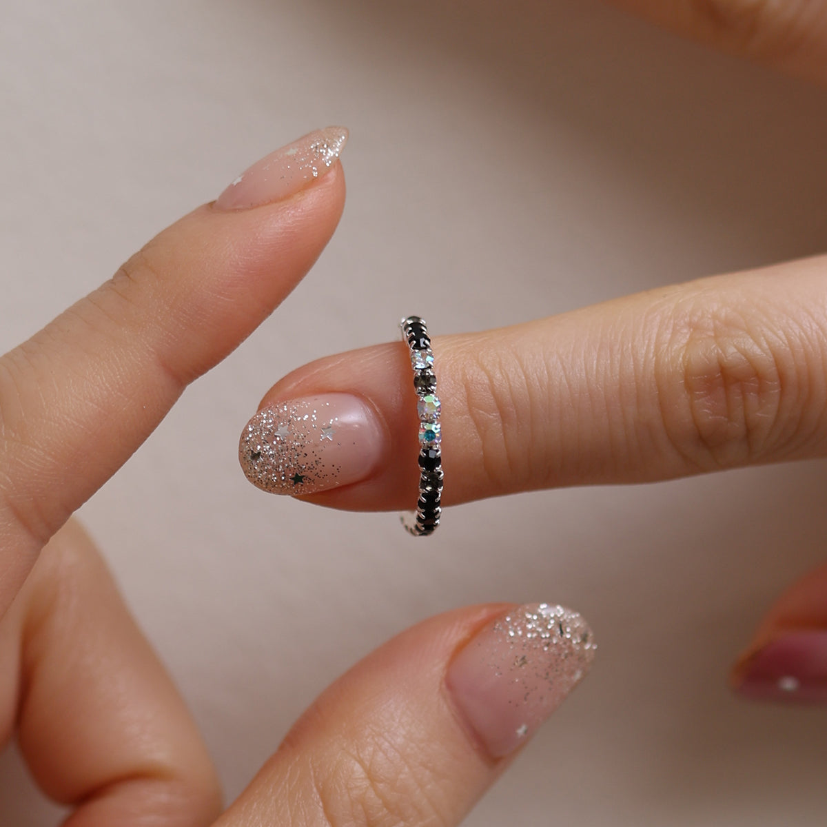 Stretchable tennis chain ring-34