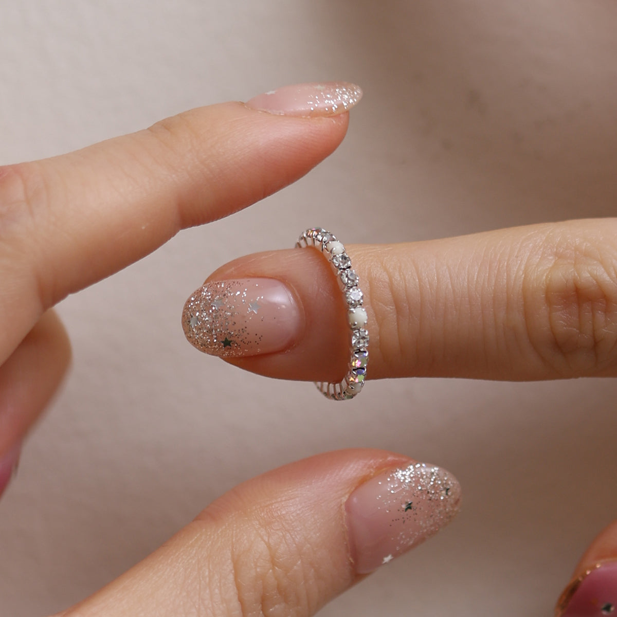 Stretchable tennis chain ring-35