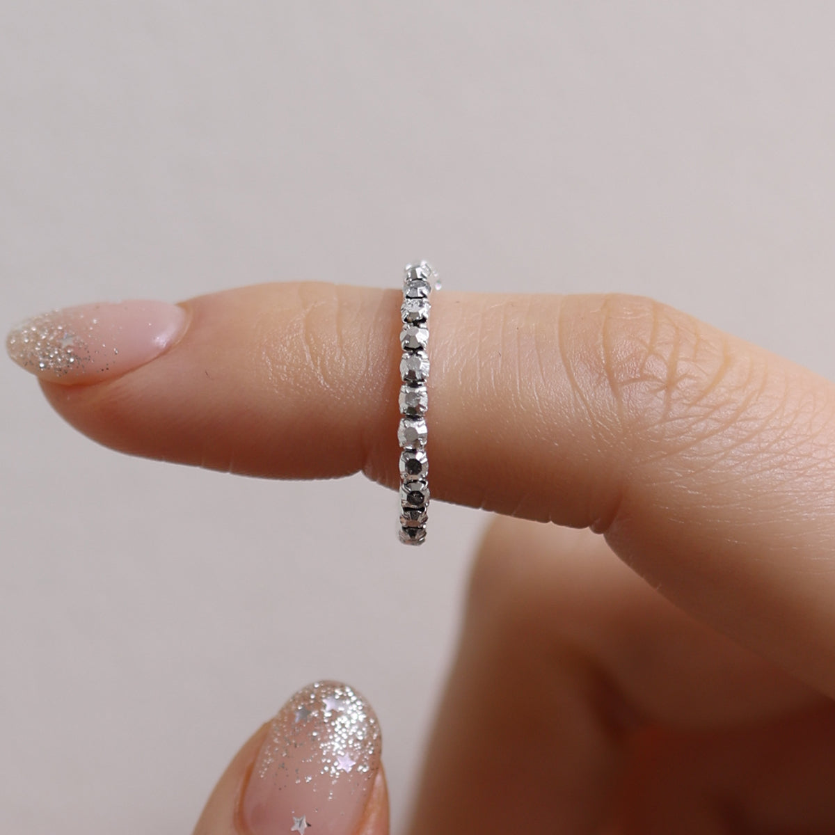 Stretchable tennis chain ring-36
