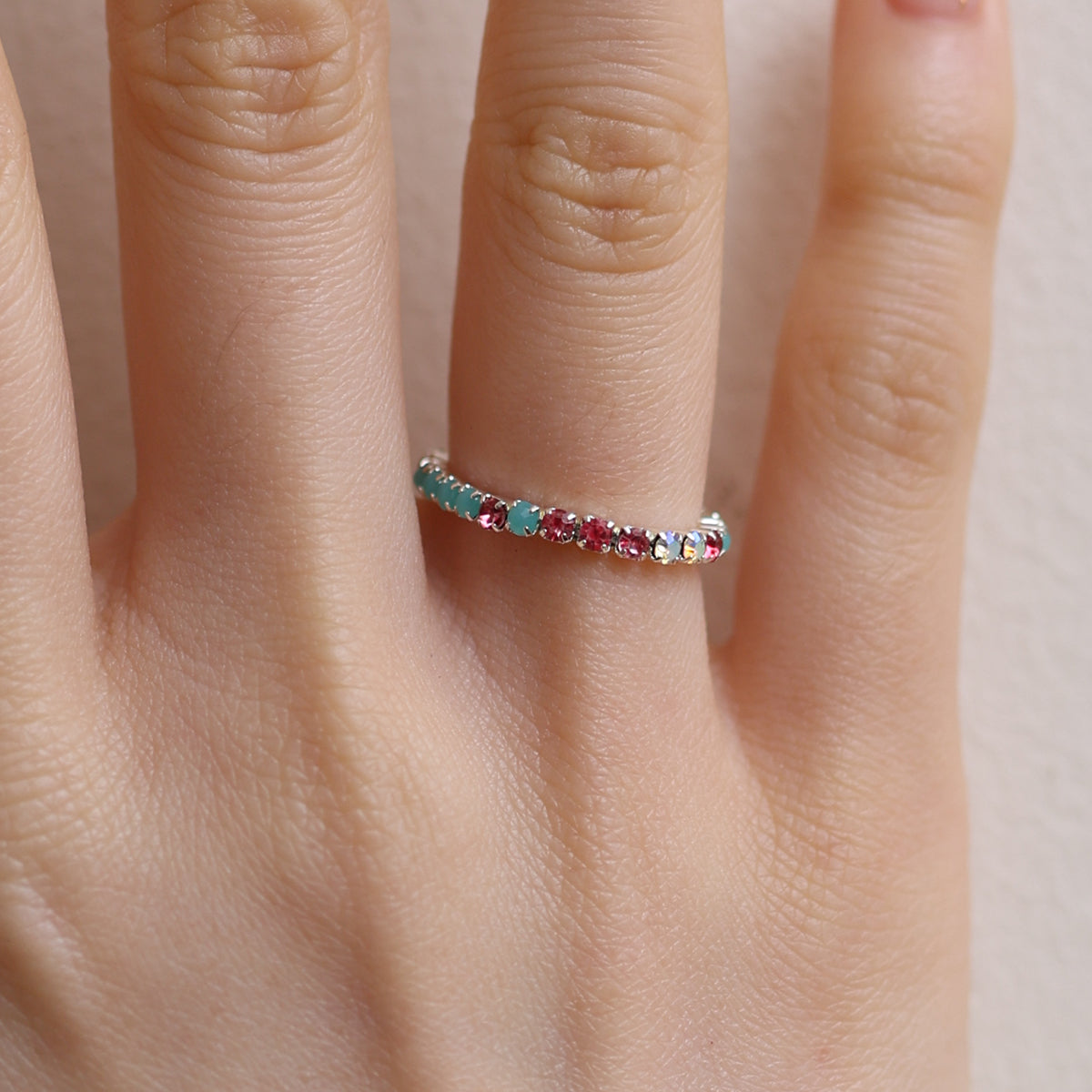Stretchable tennis chain ring-37