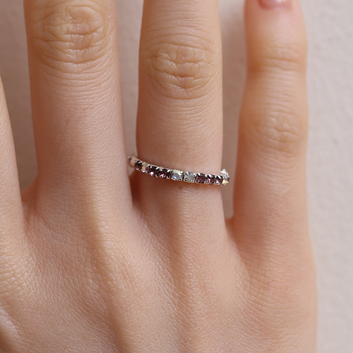 Stretchable tennis chain ring-38