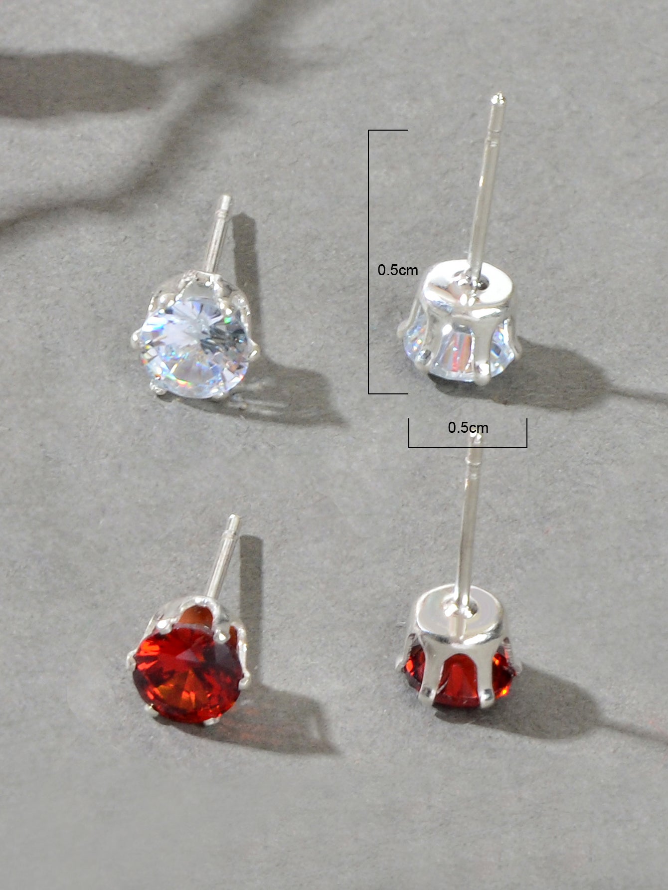 2 pairs Anniversary Wedding Jewellery Red White Cubic Zirconia Stud Earrings Set-1