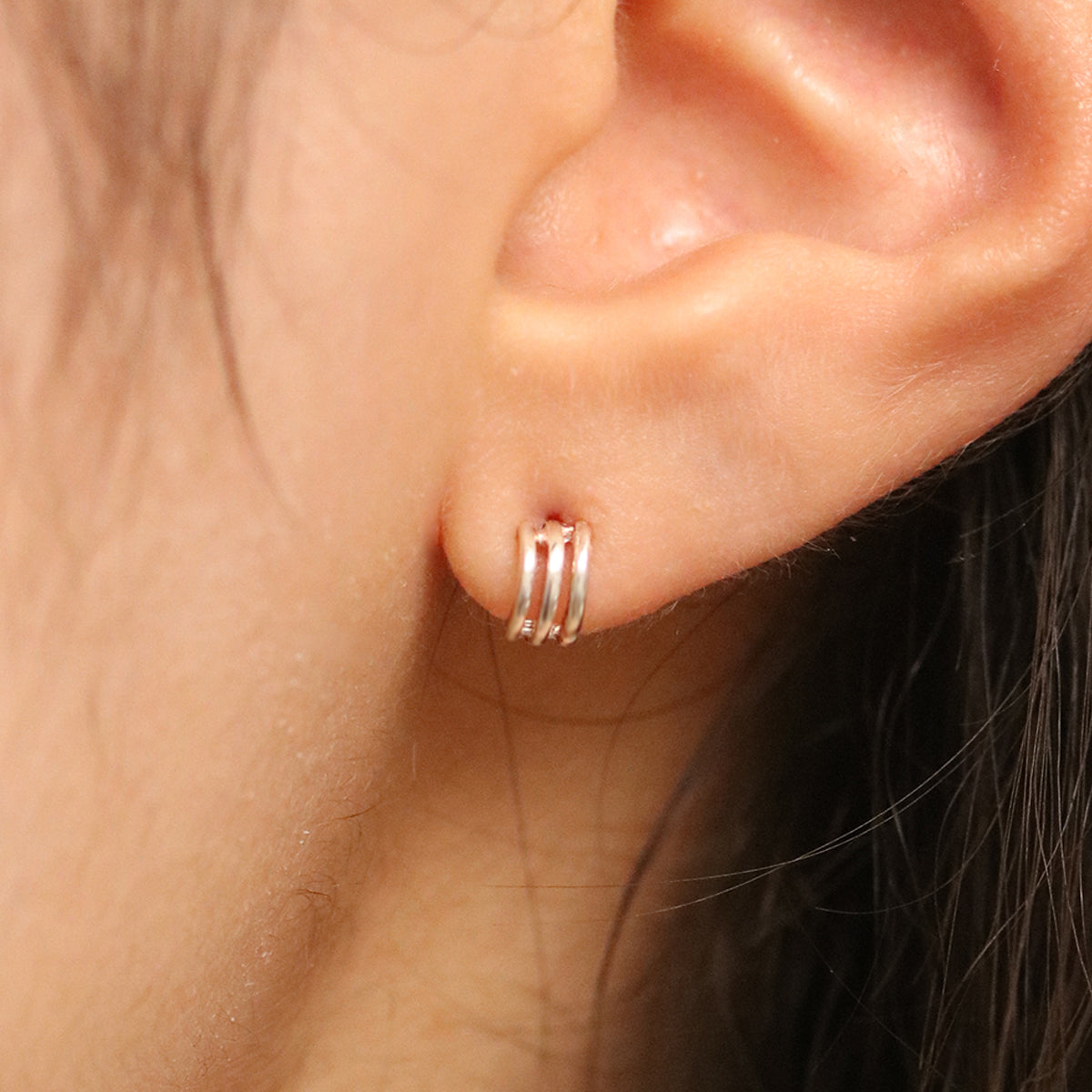 Triple Line Semi-Hoop Earrings-2