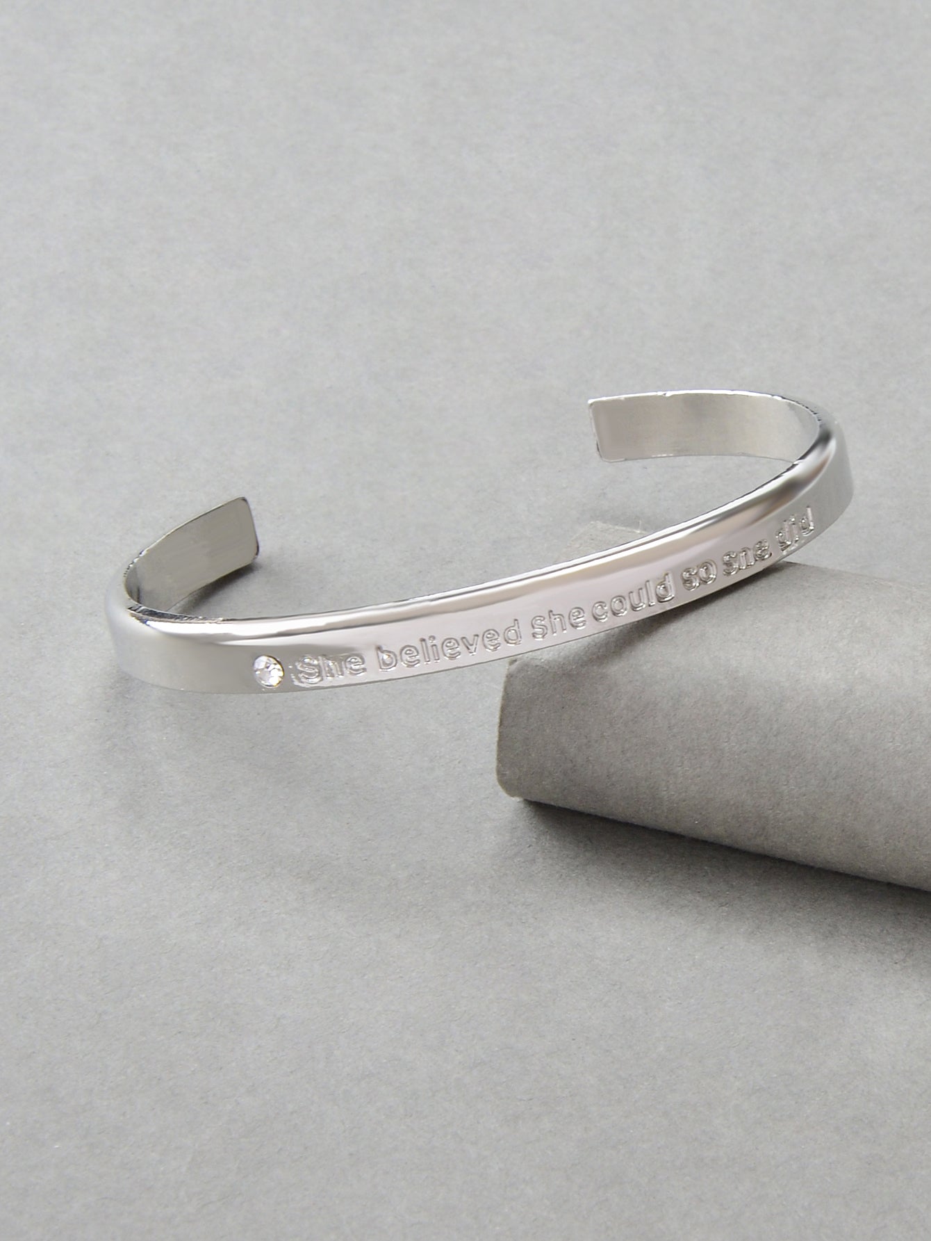 Believed Letter Decoration Gold Silver Plated Open Cuff Bangle Wrist Jewellery-1