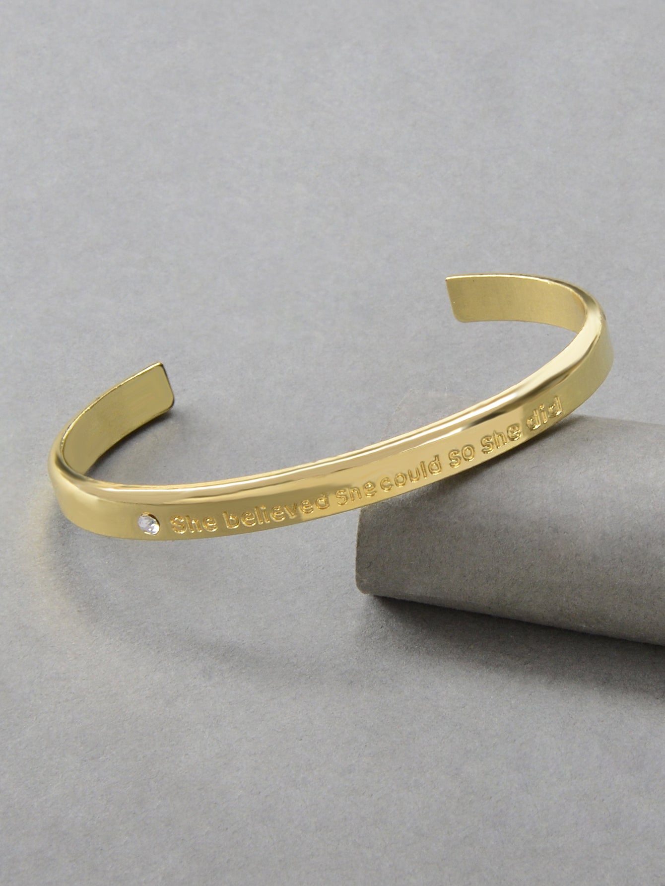 Believed Letter Decoration Gold Silver Plated Open Cuff Bangle Wrist Jewellery-4