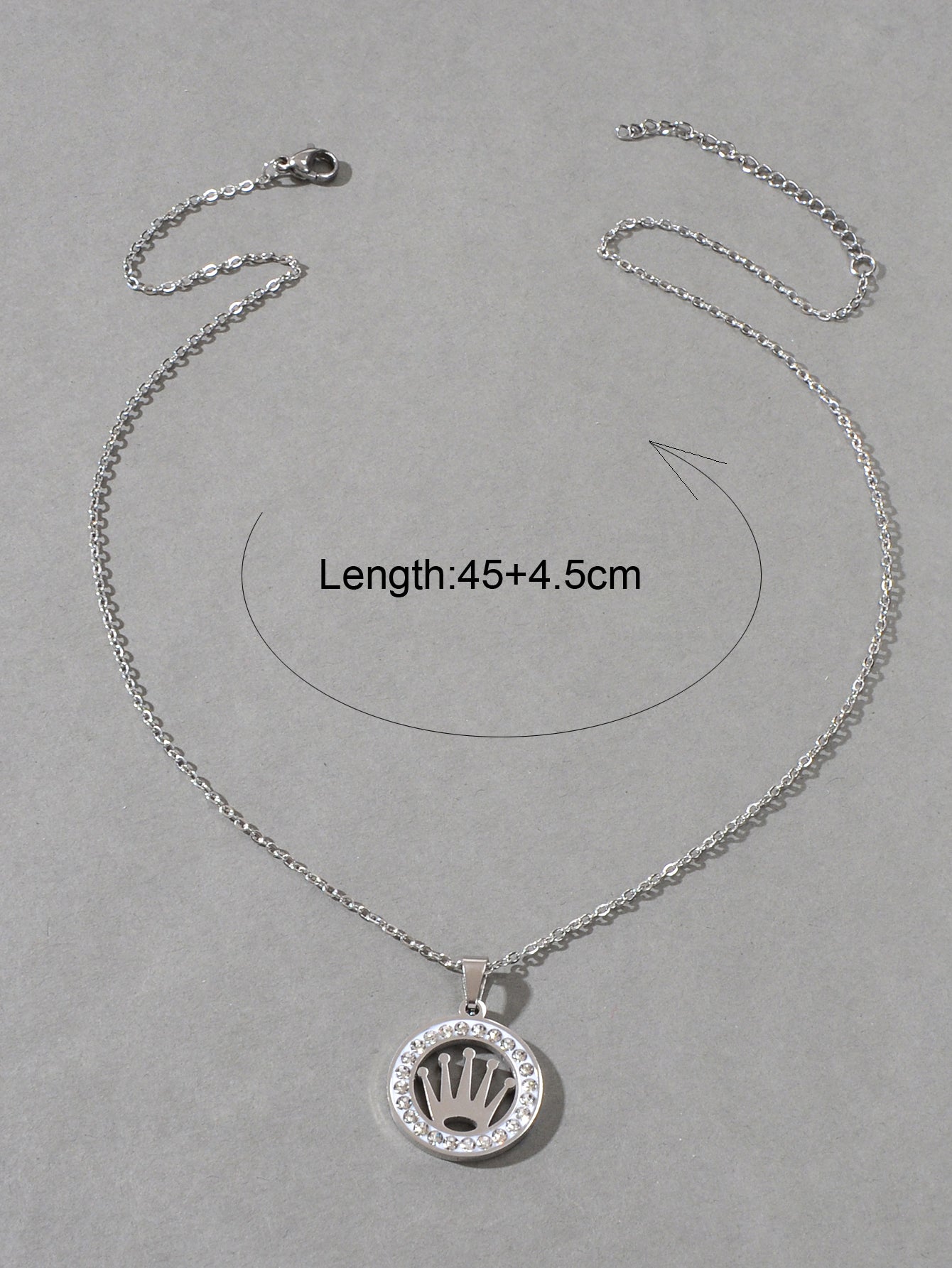 Engagement Jewellery Gift Full Rhinestone Silver Circle Crown Pendant Necklace-1