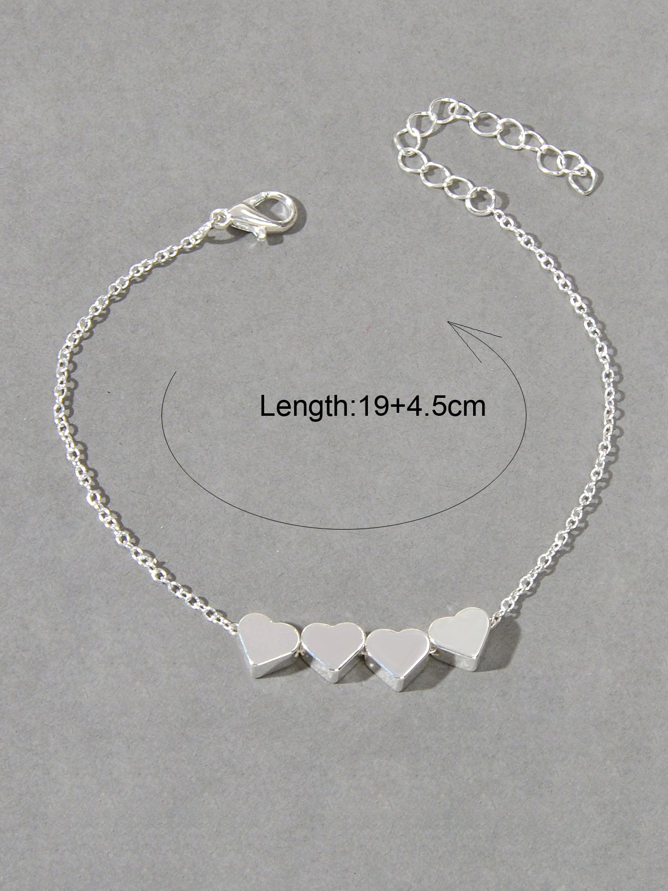 Nice Collection Minimalist Style Silver Chain Heart Charm Basic Women Bracelets-1