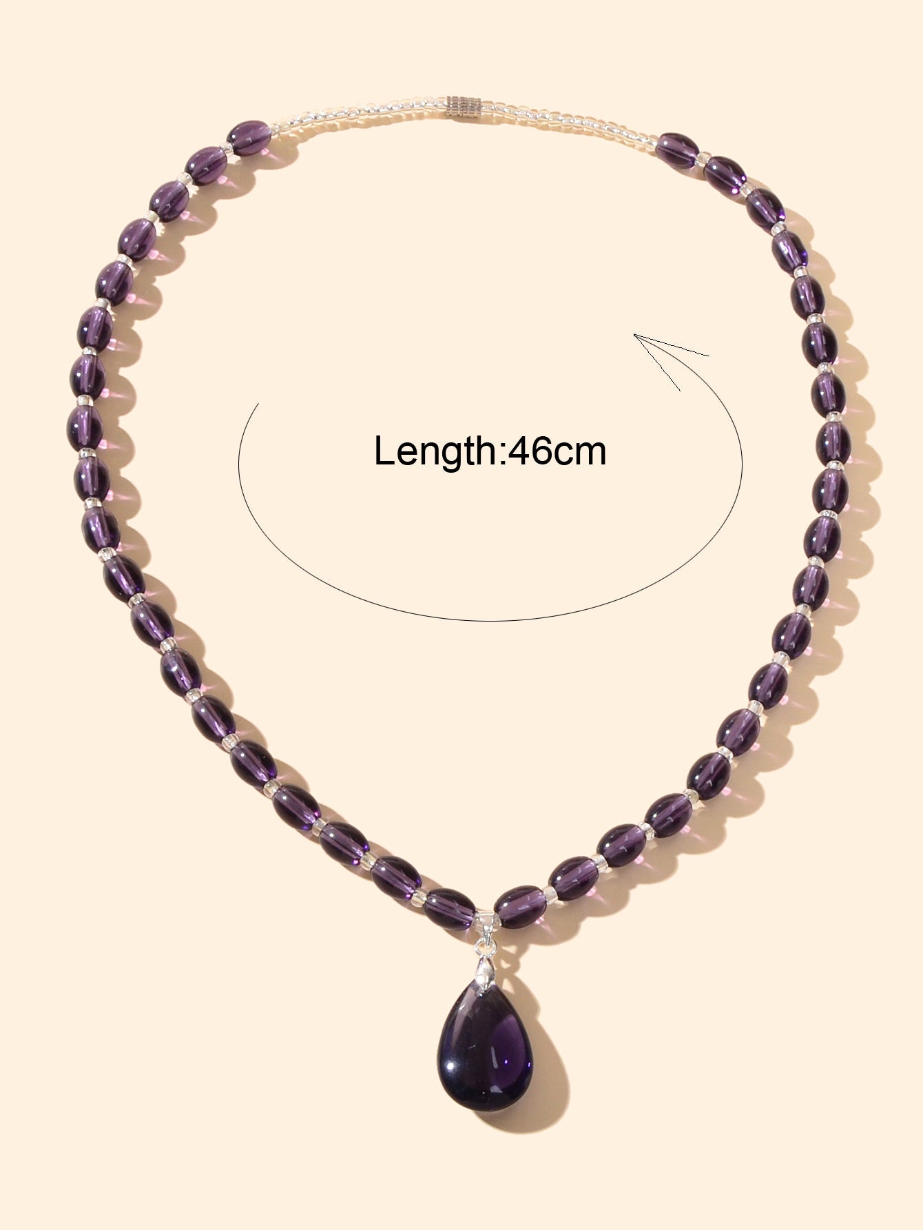 Ethnic Jewelry Sweater Chain Purple Beaded Water Drop Pendant Bohemian Necklace-1