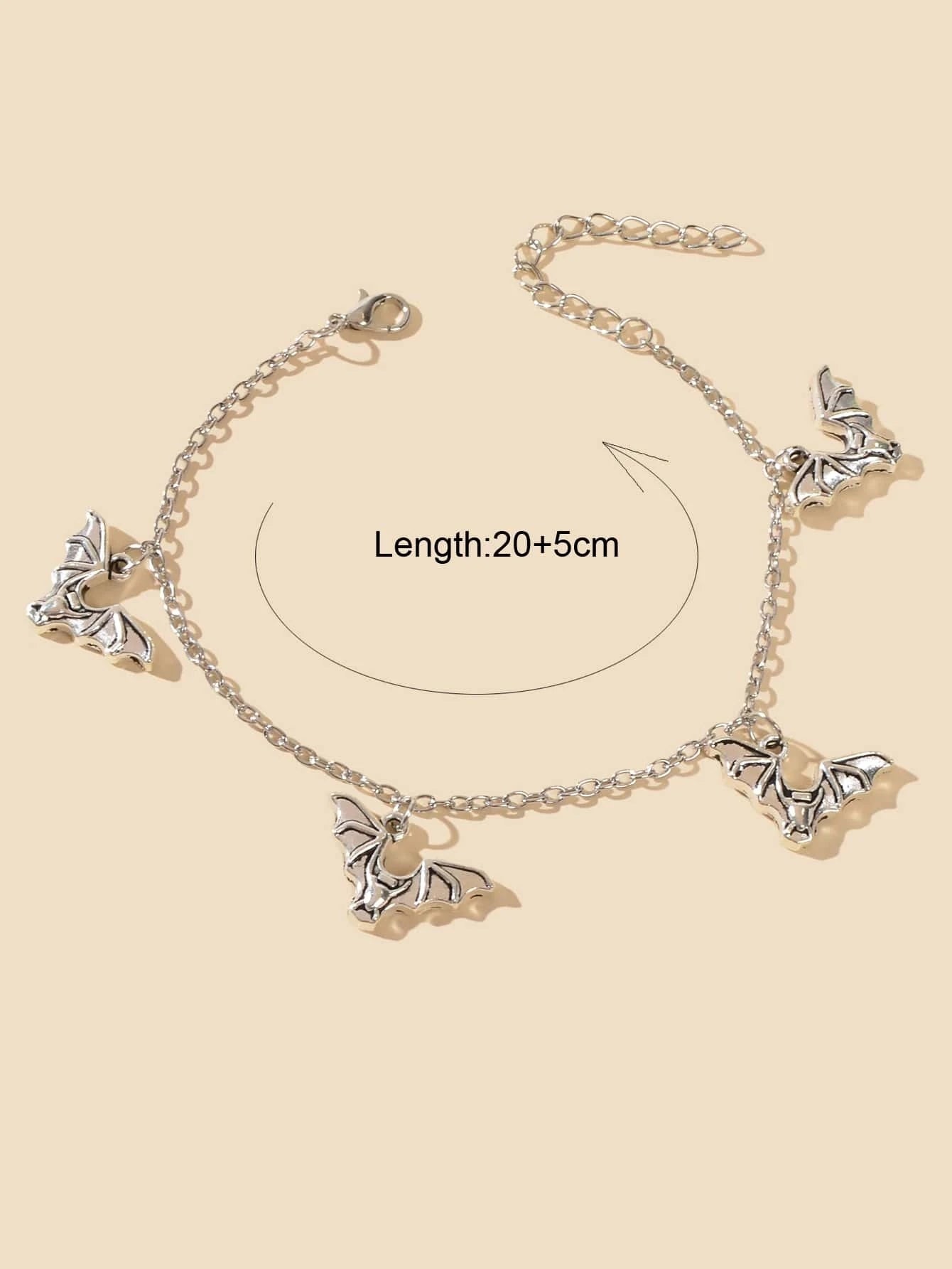 Foot Beach Jewellery Silver Chain Bat Charm Anklet Punk Bracelet Halloween Gift-1