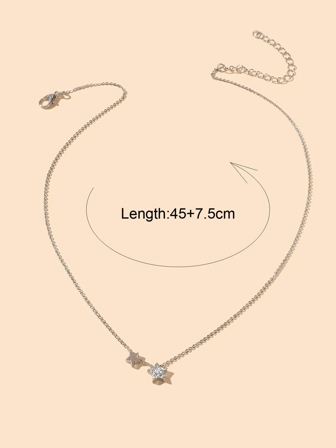 Anniversary Wedding Jewellery Silver Chain Star Pendant Necklace Nice Collection-1