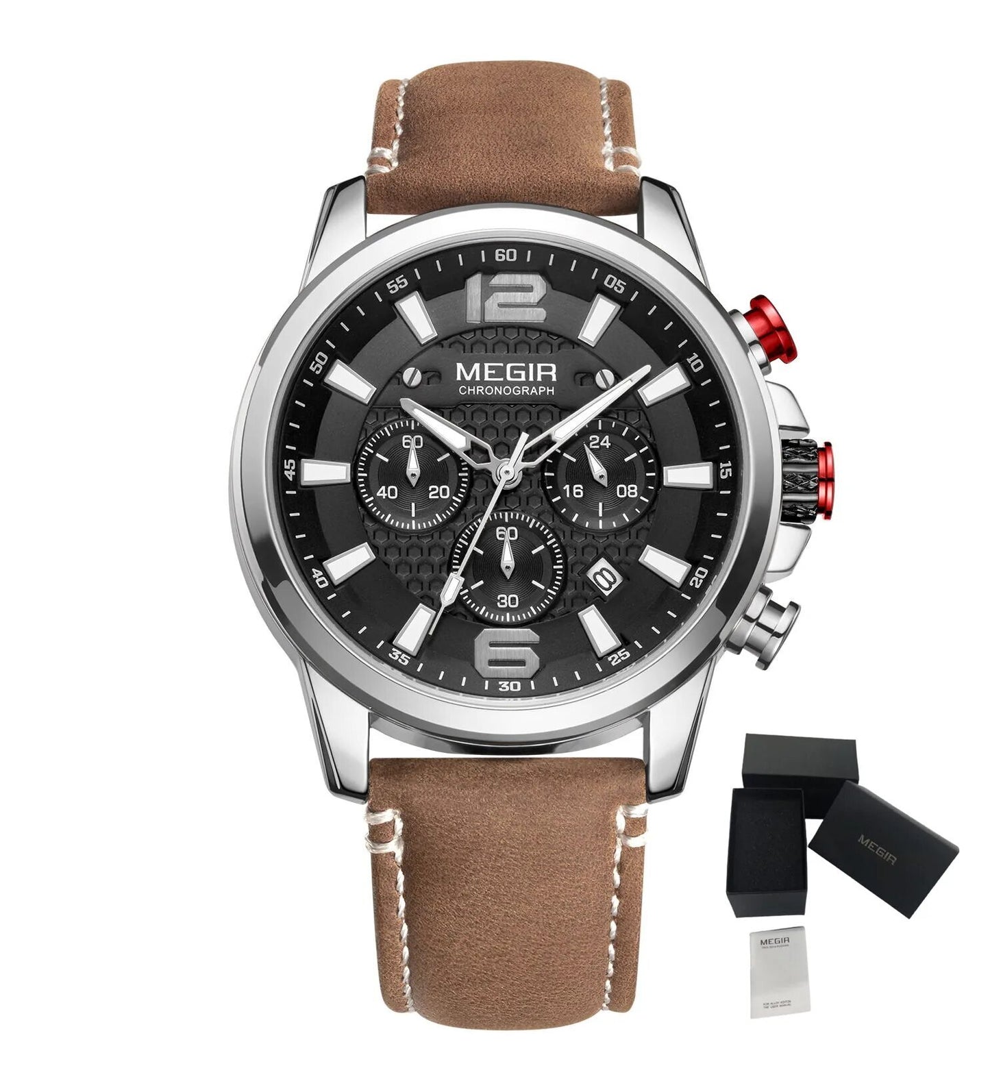 MEGIR Men's Quartz Wrist Watch Stainless Steel Band Chronograph Watches Luminous Waterproof Wristwatch Man Clock Military Watch-21