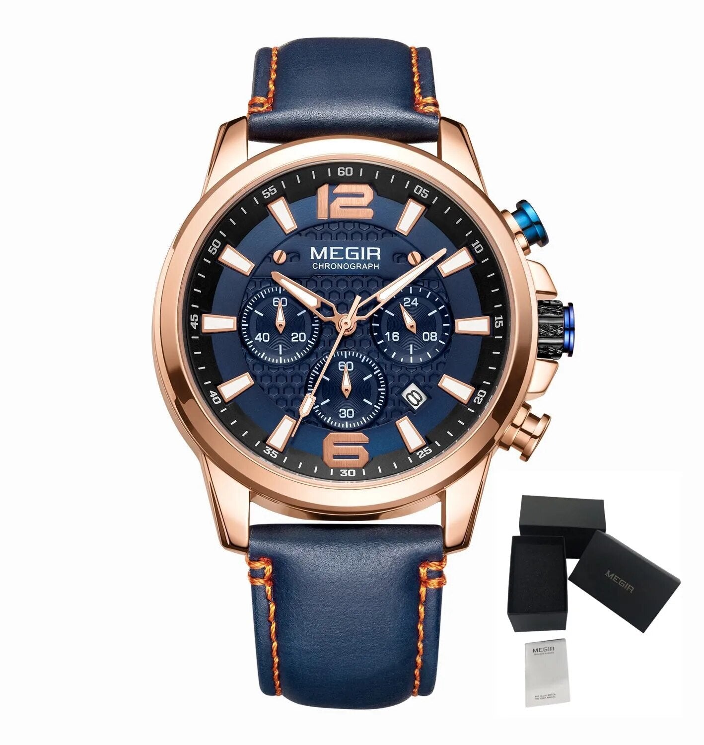 MEGIR Men's Quartz Wrist Watch Stainless Steel Band Chronograph Watches Luminous Waterproof Wristwatch Man Clock Military Watch-23