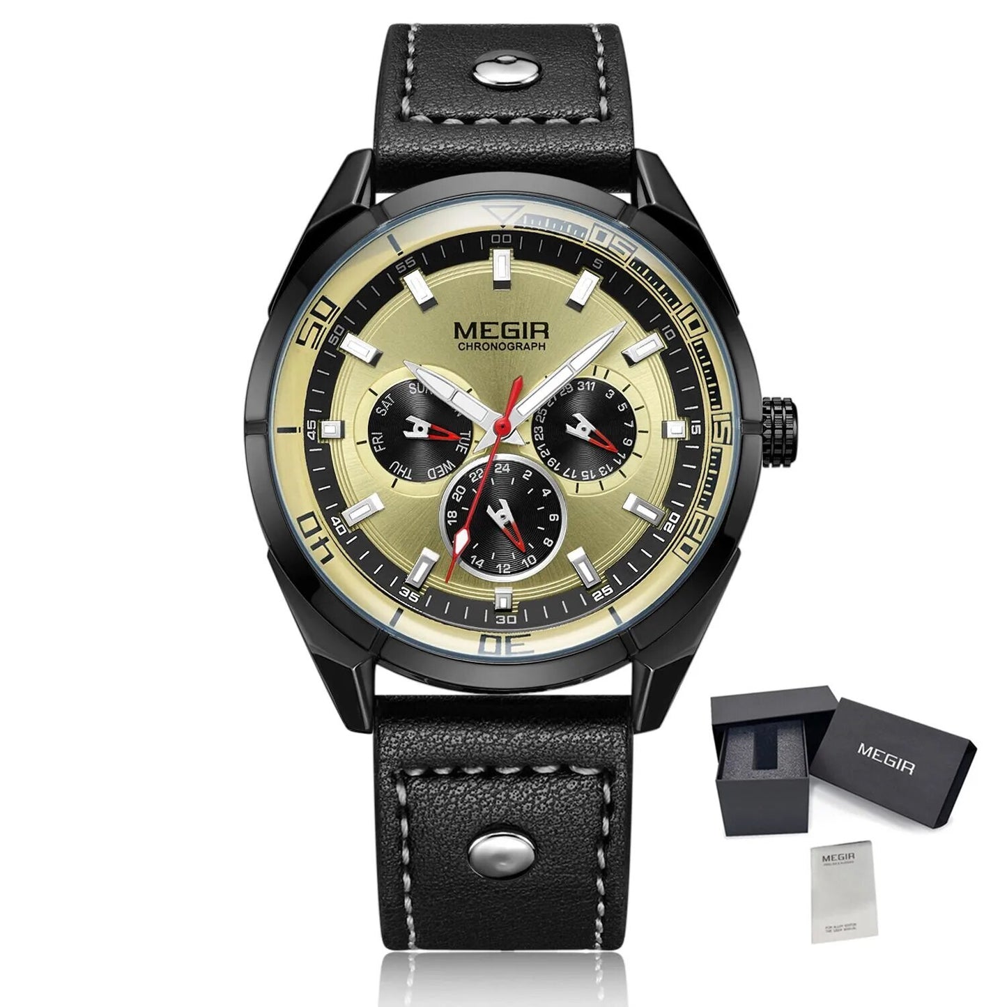 MEGIR Brand Quartz Men Watch Relogio Masculino Leather Strap Military Business Wrist Watches Men Clock Hour Time Man Chronograph-13