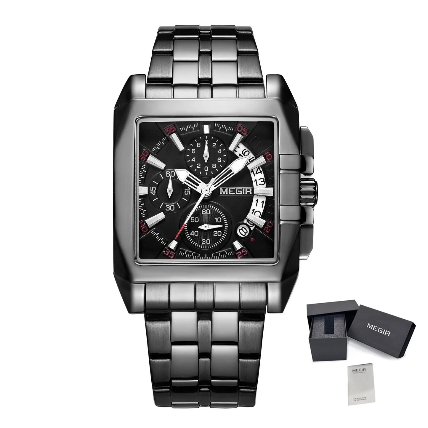 MEGIR Original Luxury Men Watch Stainless Steel Mens Quartz Wrist Watches Business Big Dial Wristwatches Relogio Masculino 2018-19