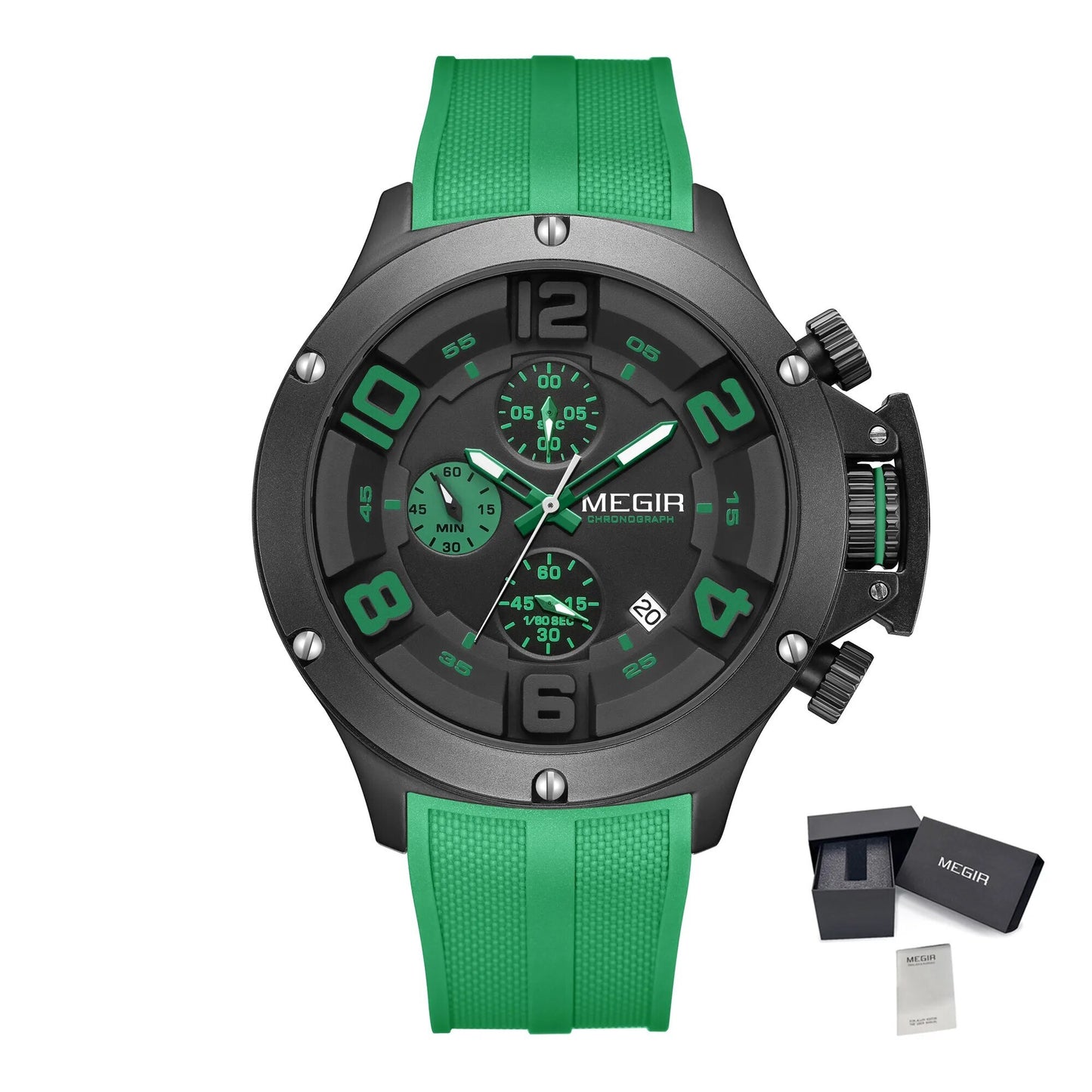 MEGIR Relogio Masculino Luxury Quartz Watch for Men Yellow Silicone Strap Military Sport WristWatch Chronograph with Auto Date-20