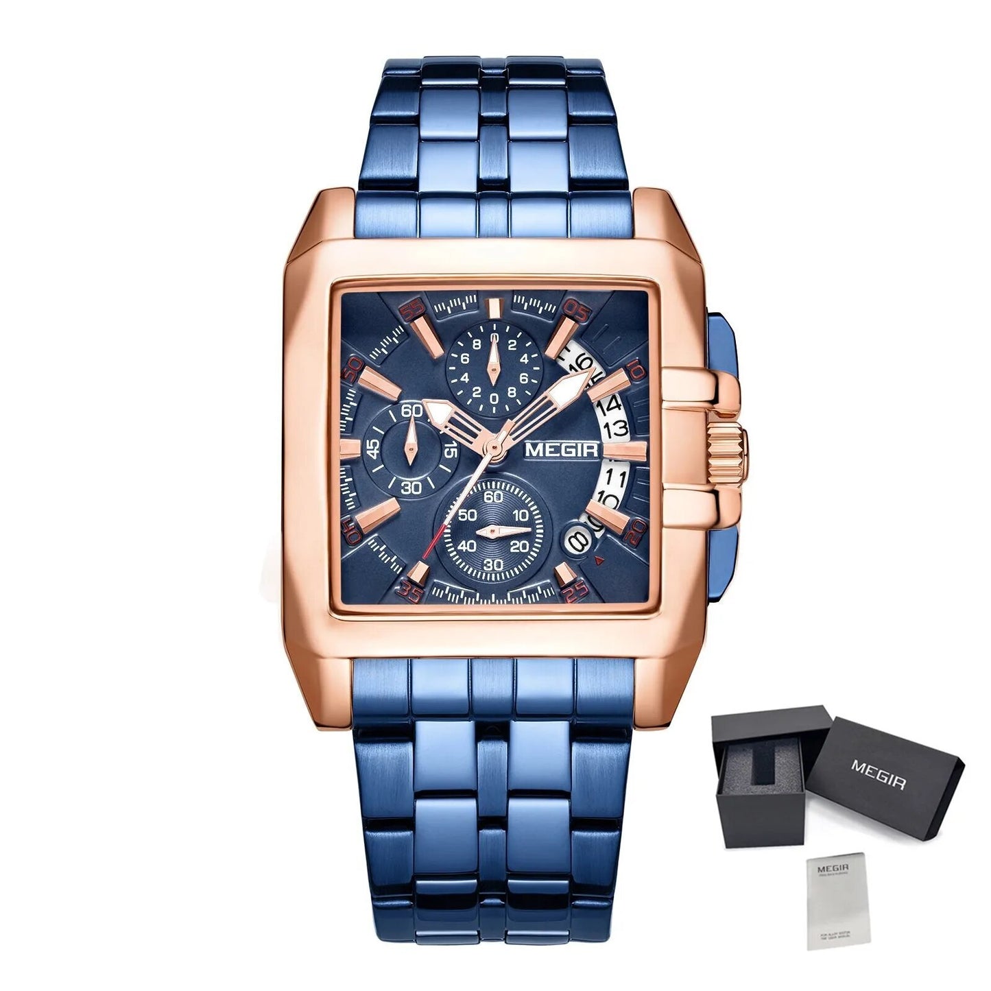 MEGIR Original Luxury Men Watch Stainless Steel Mens Quartz Wrist Watches Business Big Dial Wristwatches Relogio Masculino 2018-18