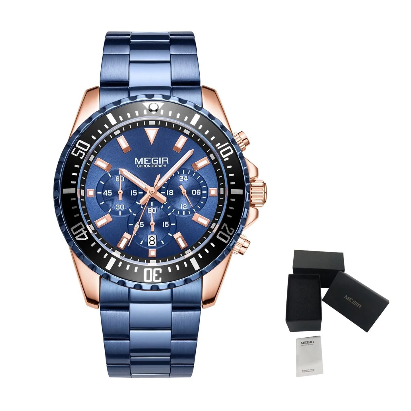 MEGIR Original Luxury Business Quartz Watch Men Brand Stainless Steel Chronograph Military WristWatch Clock Relogio Masculino-16
