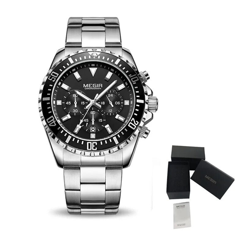 MEGIR Original Luxury Business Quartz Watch Men Brand Stainless Steel Chronograph Military WristWatch Clock Relogio Masculino-18