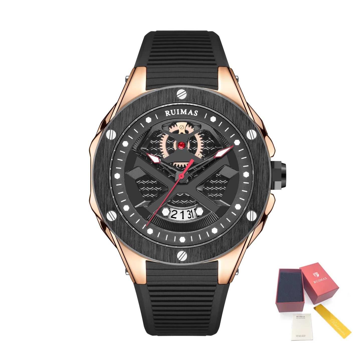 RUIMAS Brand Fashion Sport Watches for Men Quartz Silicone Band Wrist Watch Date Waterproof Wristwatches Clock Relogio Masculino-13