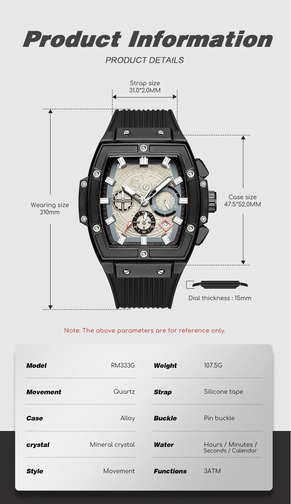 RUIMAS Watch for Men Fashion Luxury Sport Military Watches Silicone Strap Waterproof Quartz Casual Wristwatch Clock Montre Homme-6