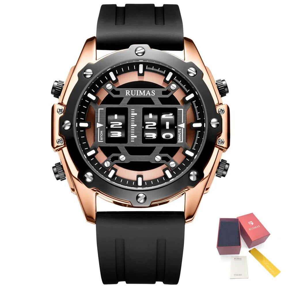 RUIMAS Mens Watches Roller Pointer Sports Quartz WristWatch Fashion Luxury Silicone Strap Waterproof Relogio Masculino-13