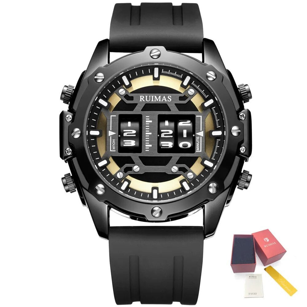 RUIMAS Mens Watches Roller Pointer Sports Quartz WristWatch Fashion Luxury Silicone Strap Waterproof Relogio Masculino-14