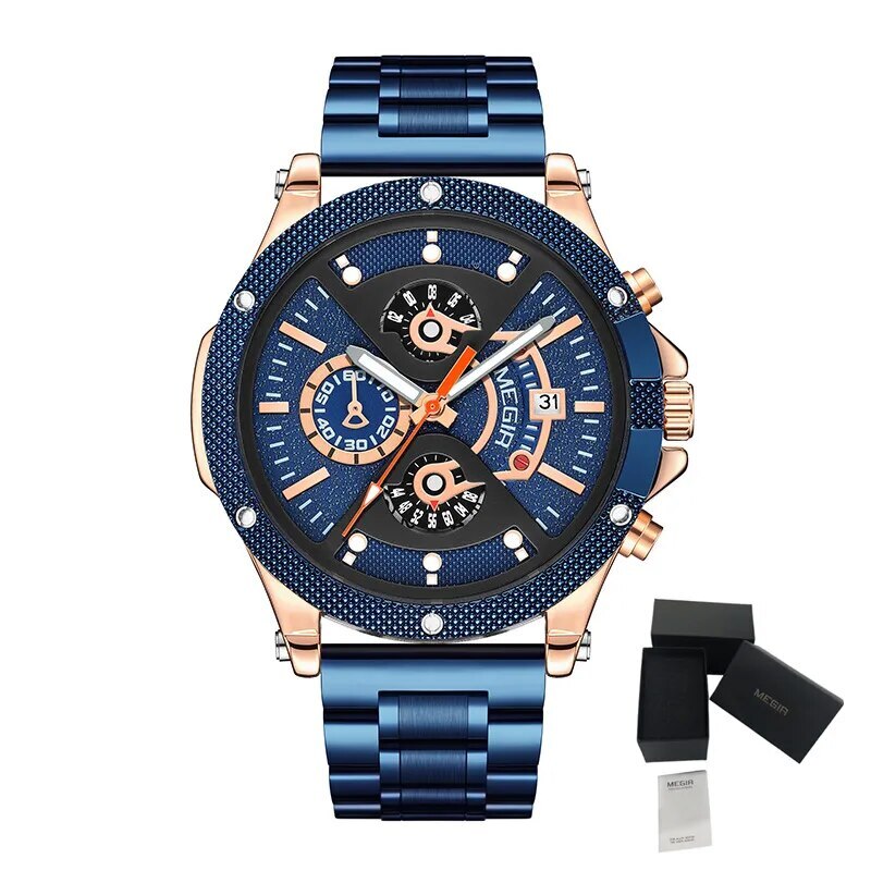 MEGIR Men's Business Watch Top Brand Luxury Quartz Wristwatch Fashion Waterproof Man Military Clock Calendar Reloj Hombre 2216-16