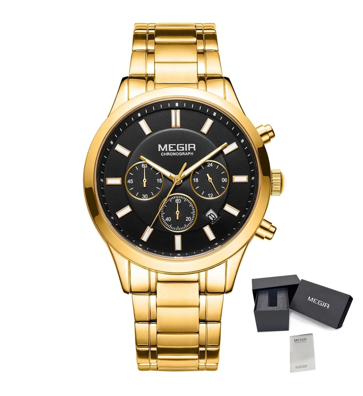 MEGIR Stainless Steel Waterproof Wrist Watches for Men Luminous Chronograph Business Quartz Men's Casual Clock Reloj Hombre-17