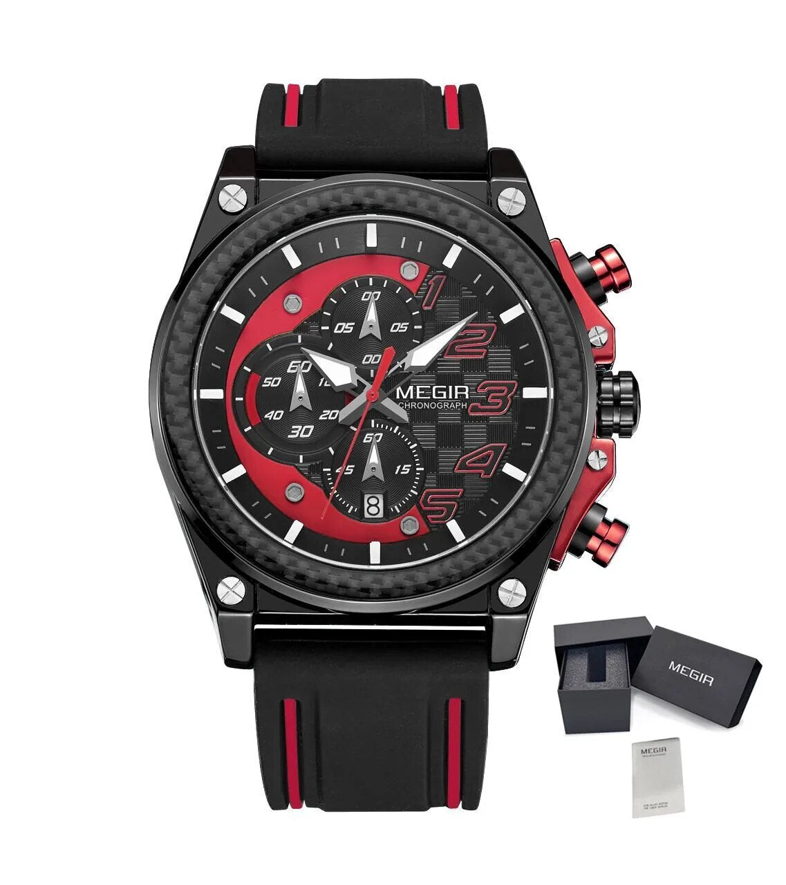 MEGIR Chronograph Sport Watch Men Silicone Military Wrist Watches Waterproof Date Clock Top Brand Quartz Watch Reloj Hombre 2051-15