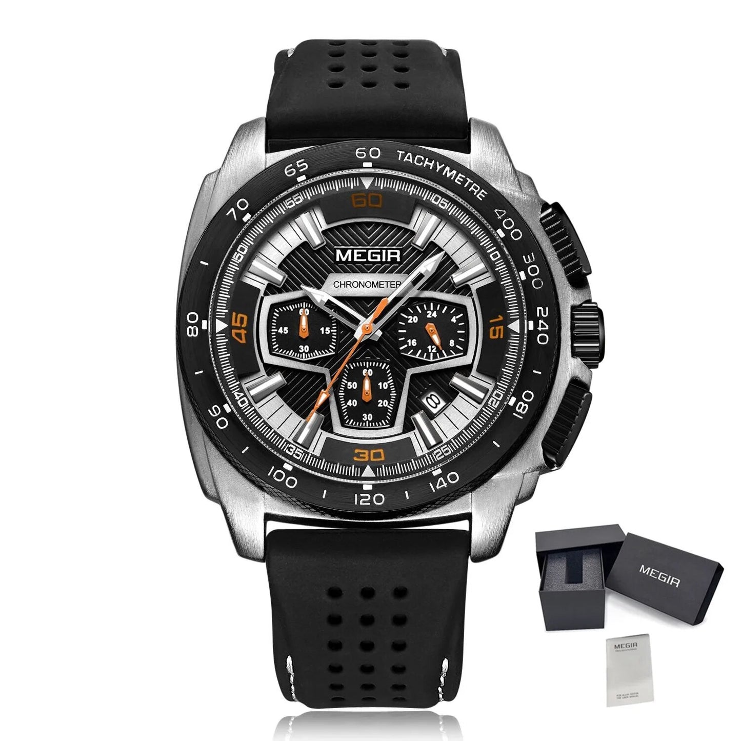 MEGIR Chronograph Men Sport Watch Fashion Silicone Army Military Watches Relogio Masculino Quartz Wrist Watch Clock Men 2056-14