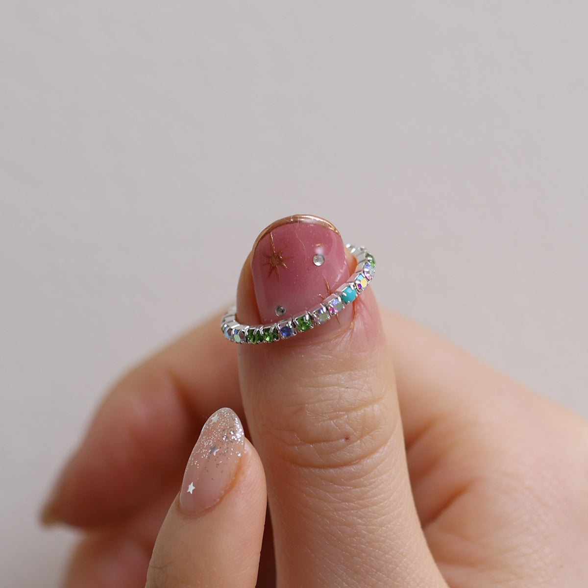 Stretchable tennis chain ring-40
