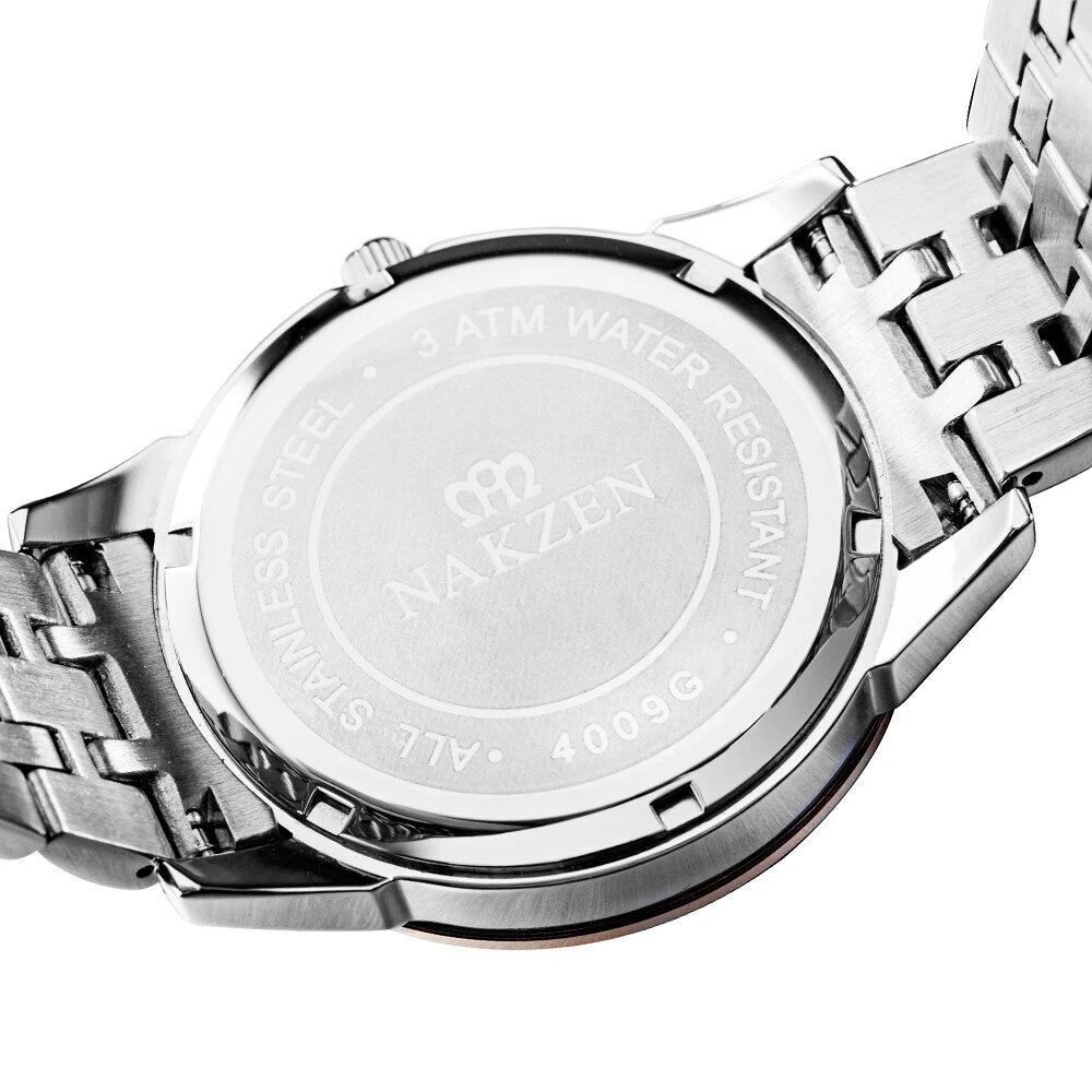 NAKZEN Top Luxury Brand Men's Watches Waterproof Quartz Stainless Steel Watch Rose Gold Watches Male Clock Relogio Masculino-3