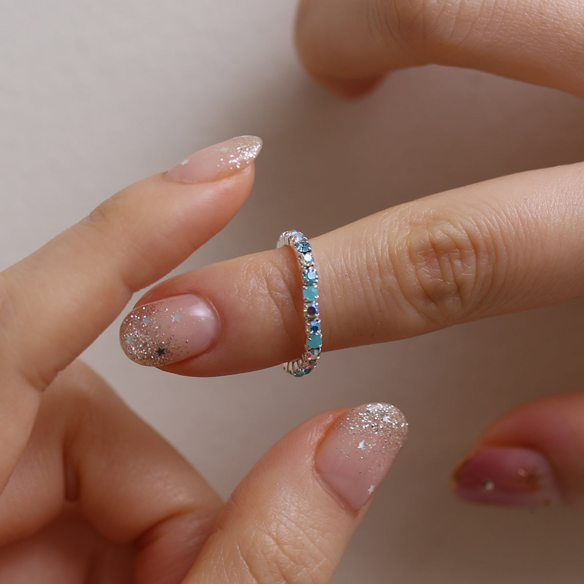 Stretchable tennis chain ring-41