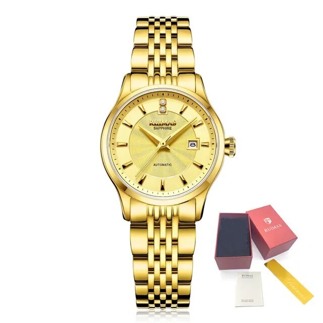 RUIMAS Brand Luxury Women Automatic Mechanical Watches Fashion Ladies Business Casual Wristwatch Sapphire Clock Reloj Mujer 6755-12