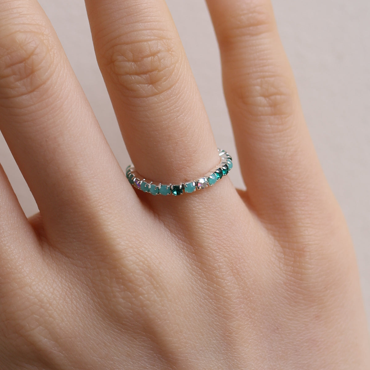 Stretchable tennis chain ring-42