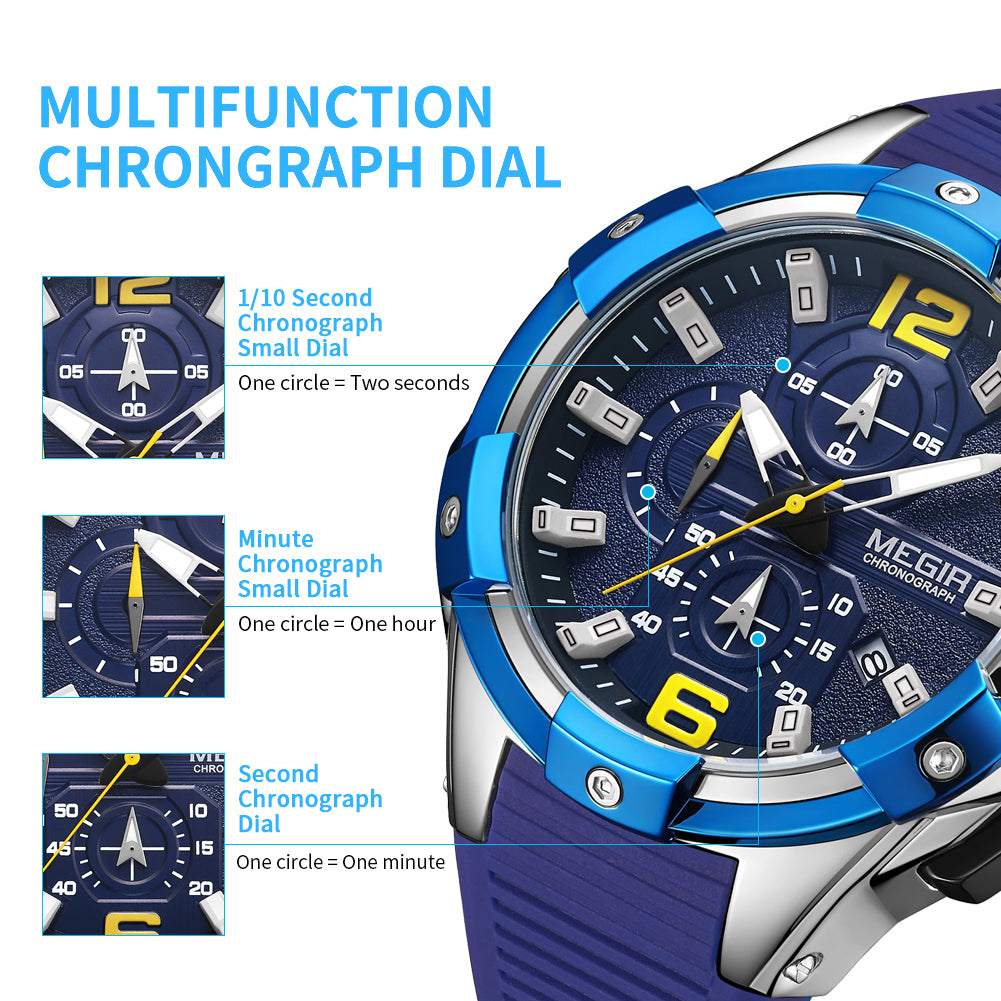 MEGIR Men's Chronograph Original Top Luxury Sports Military Watches for Men Date Luminous Wristwatches Clock Relogio Masculino-5