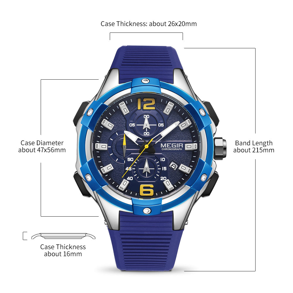 MEGIR Men's Chronograph Original Top Luxury Sports Military Watches for Men Date Luminous Wristwatches Clock Relogio Masculino-7