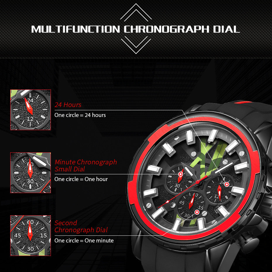 MEGIR New Sport Watch for Luxury Silicone Quartz Casual Wristwatch Waterproof Military Wrist Watch Man Clock Reloj Hombre 2133-6