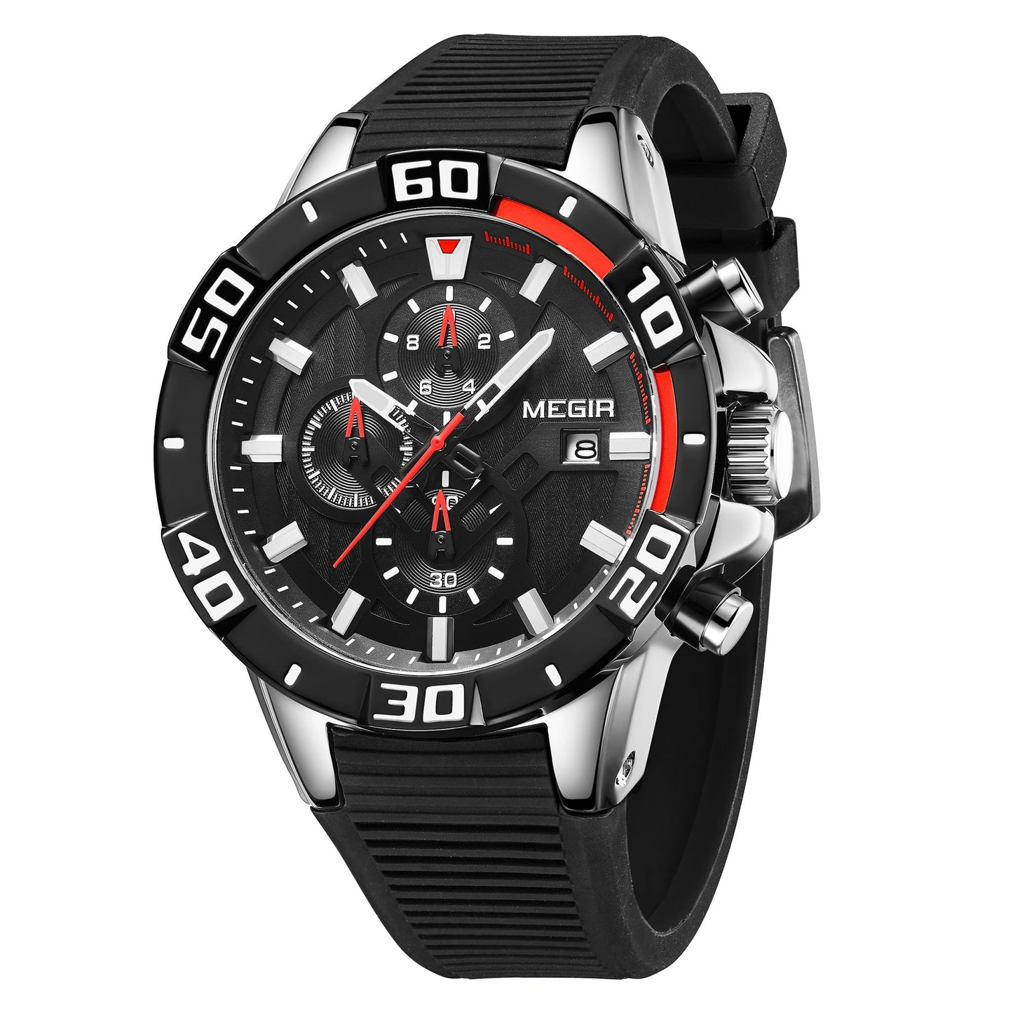 MEGIR Men Wristwatch Top Brand Luxury Silicone Strap Sport Watches Waterproof Luminous Quartz Clock Chronograph Reloj Hombre-6