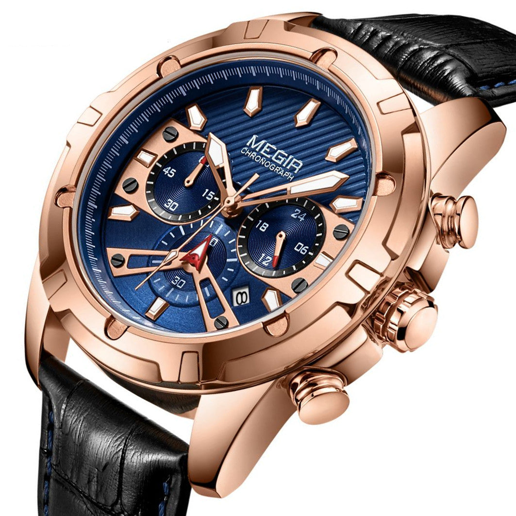 MEGIR Sport Watches for Men Fashion Luxury Military Quartz Wristwatch Leather Waterproof Man Chronograph Clock Relogio Masculino-8
