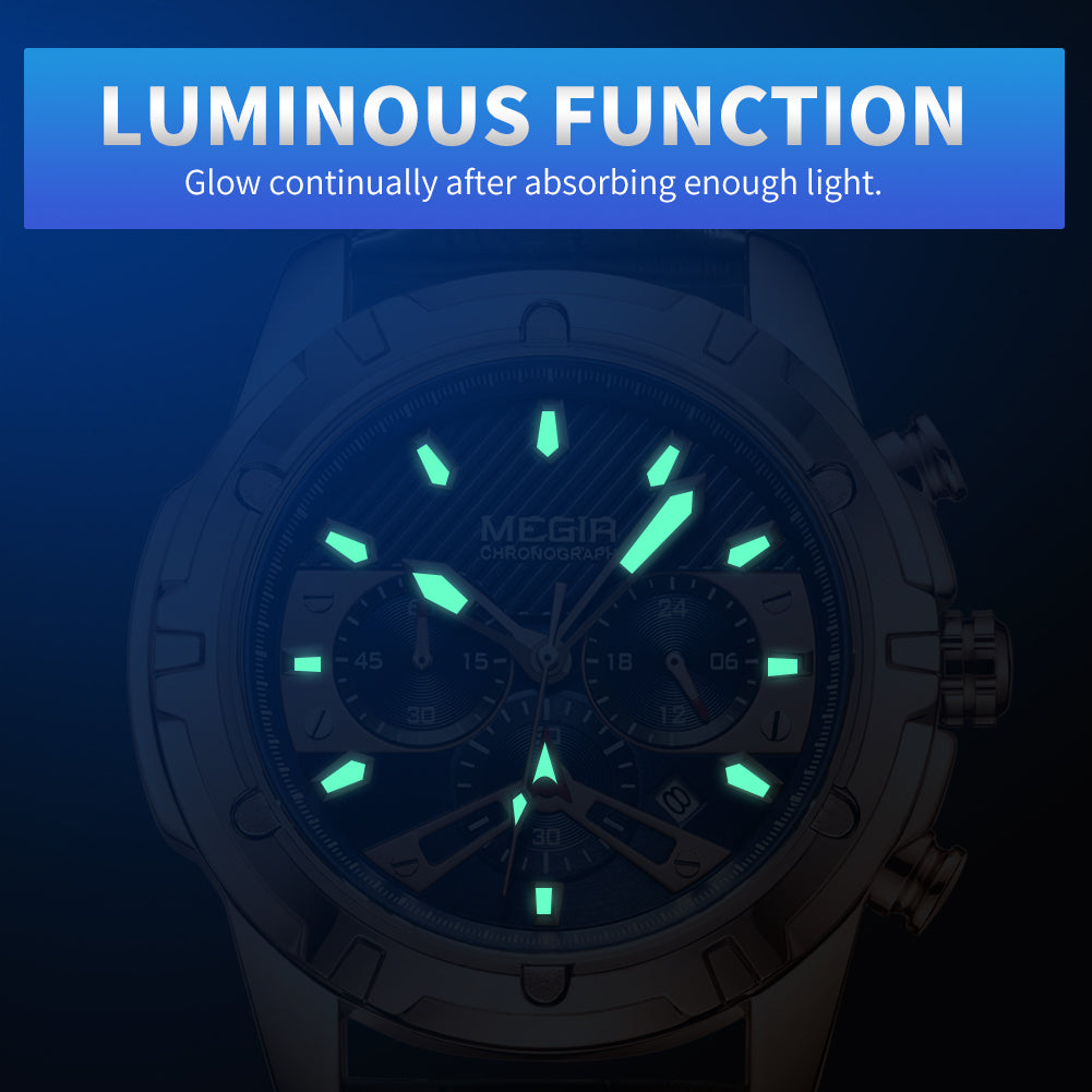 MEGIR Sport Watches for Men Fashion Luxury Military Quartz Wristwatch Leather Waterproof Man Chronograph Clock Relogio Masculino-4