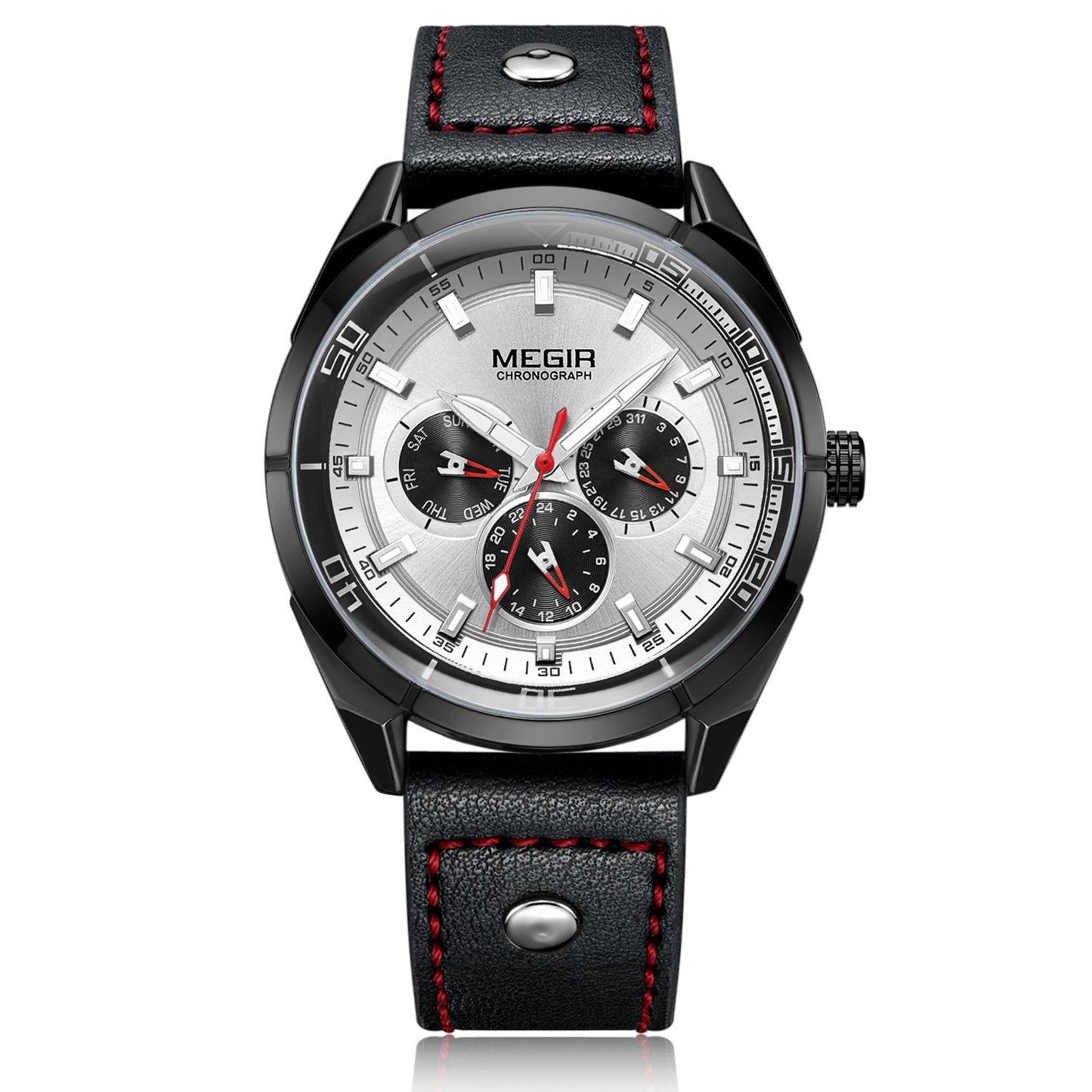 MEGIR Brand Quartz Men Watch Relogio Masculino Leather Strap Military Business Wrist Watches Men Clock Hour Time Man Chronograph-8